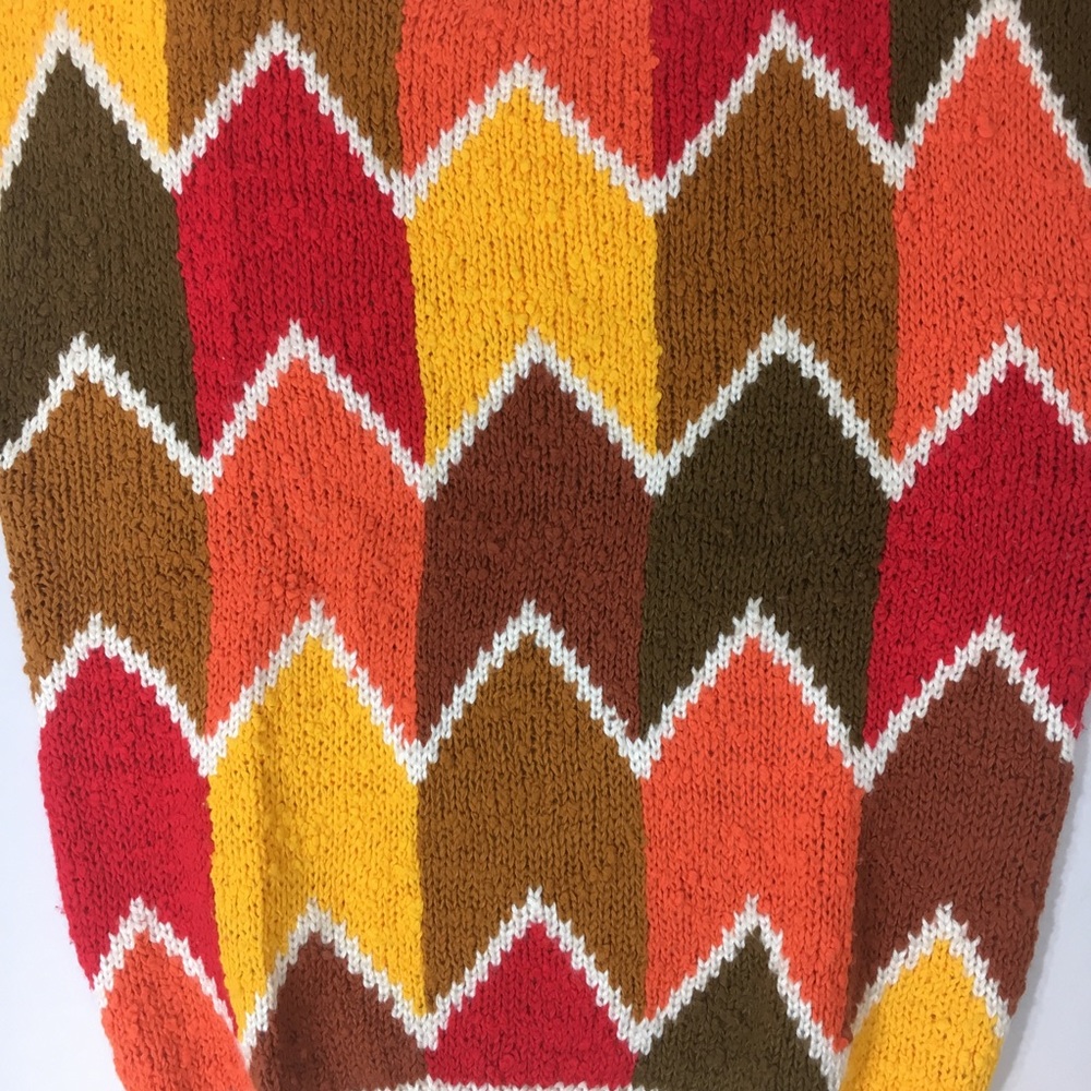 Vintage sweater knit vest top chevron red/yellow M - Picture 4 of 6